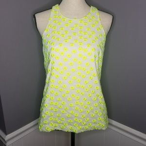J. Crew | White Sleeveless Blouse with Neon flower